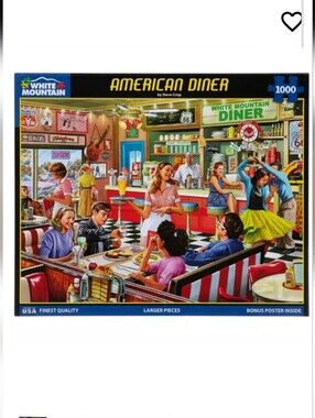 White Mountain "American Diner" 1000 Piece Puzzle  Retro Artwork By Steve Crisp
